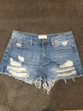 Light Blue Distressed Denim Jean Shorts - Nature Denim